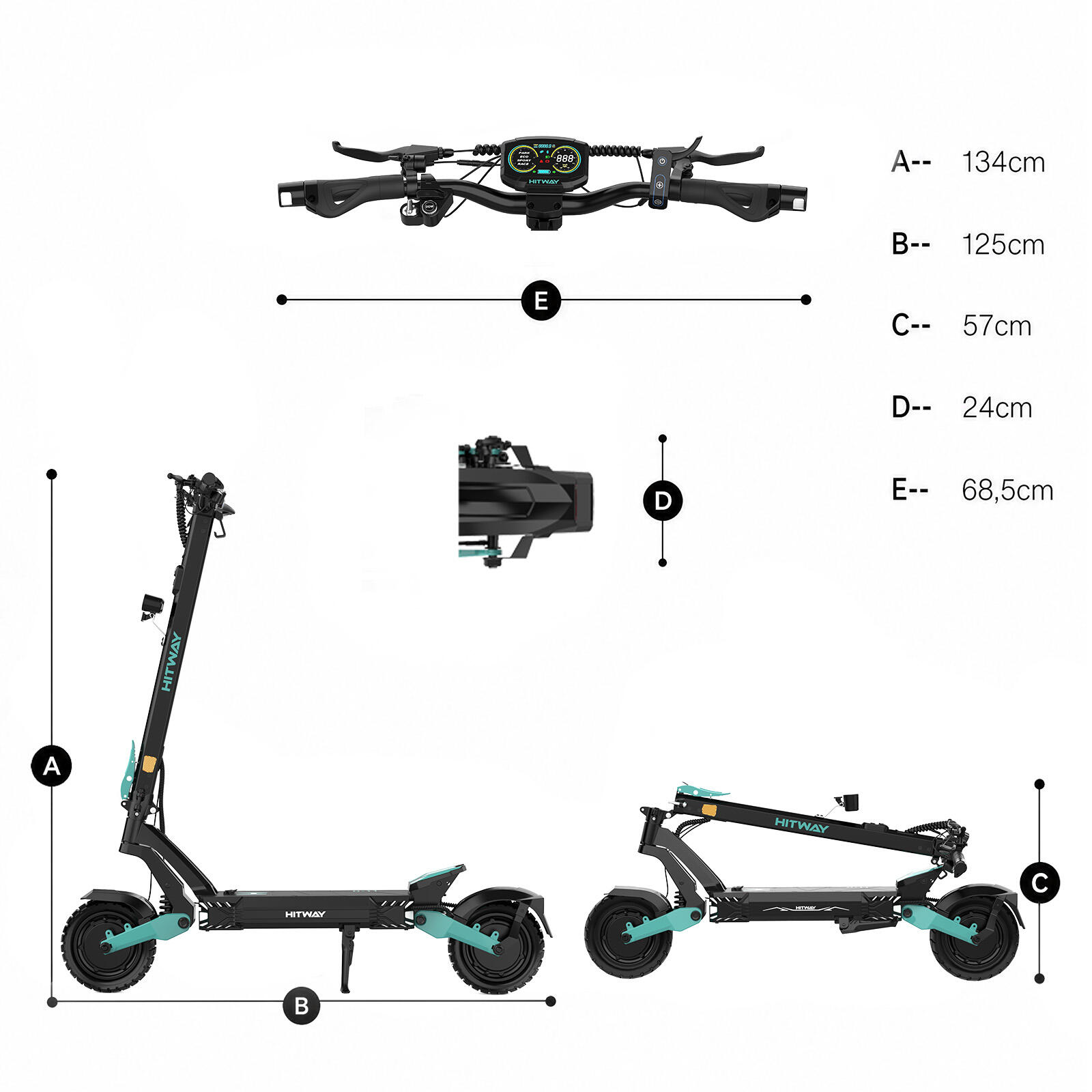 10" E-Scooter Mit 2*1800w Doppelmotor Reichweite Bis 100 Km H11-ABE 7/7