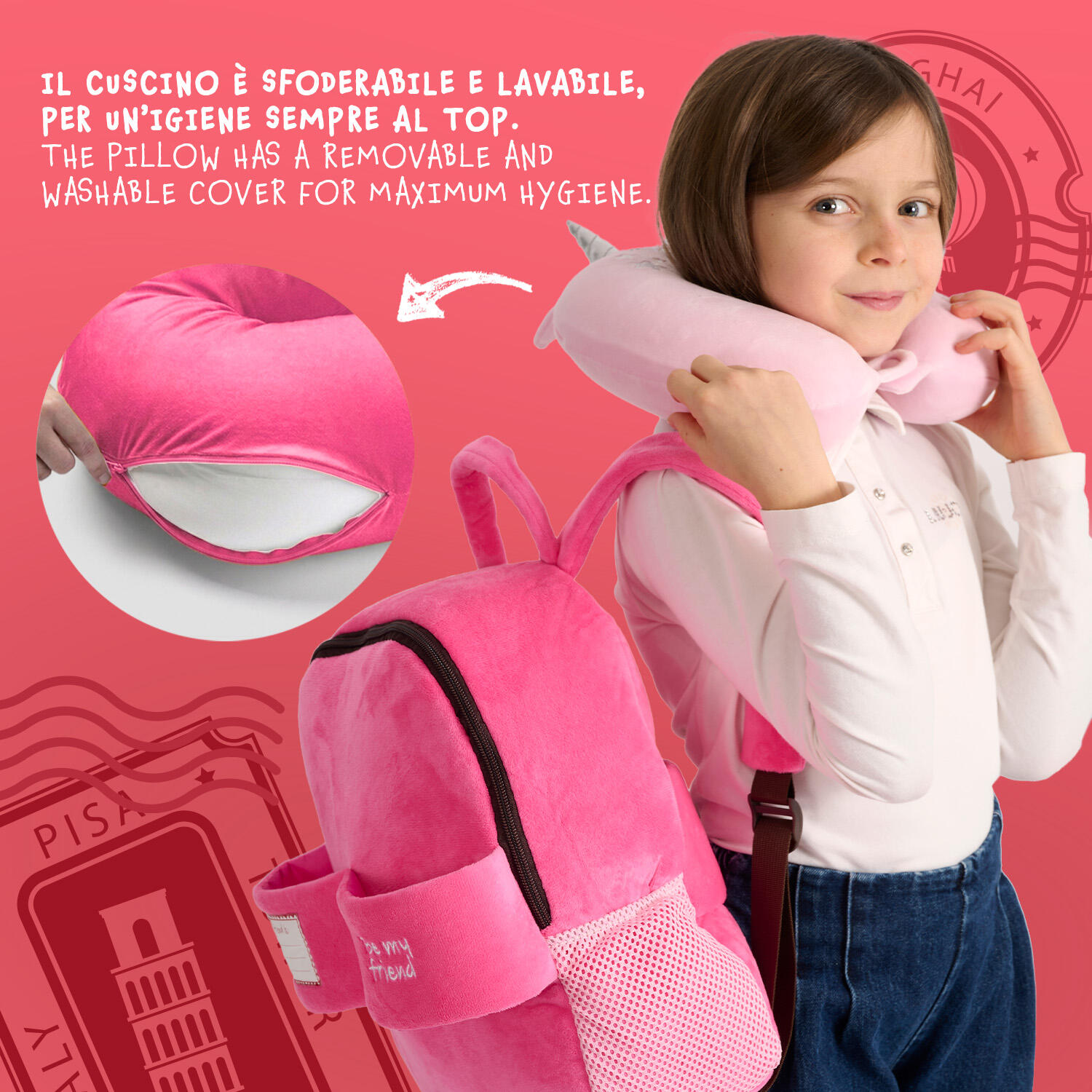 Zainetto con Cuscino da Viaggio Unicorno 7/7