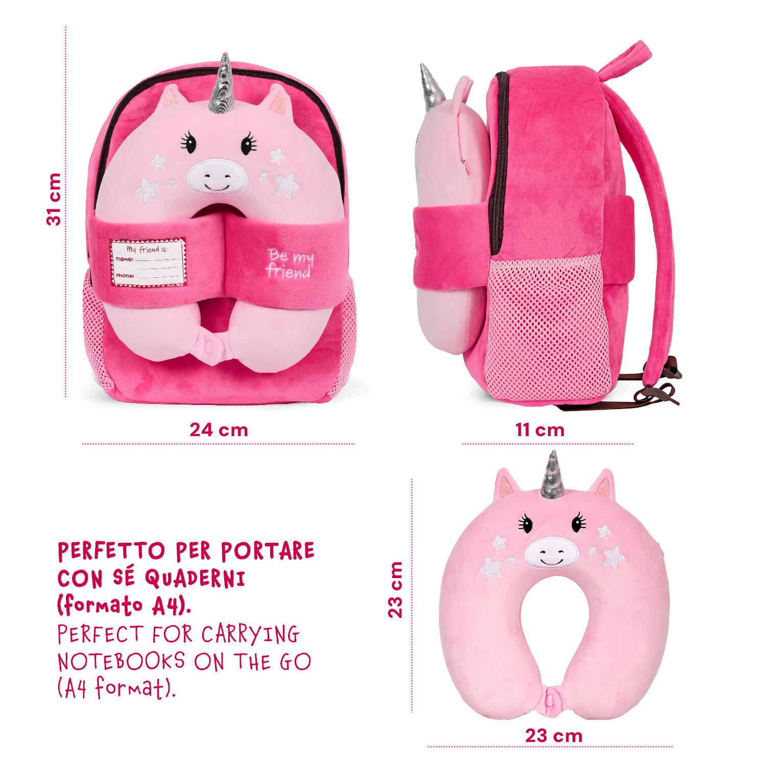 Zainetto con Cuscino da Viaggio Unicorno 5/7