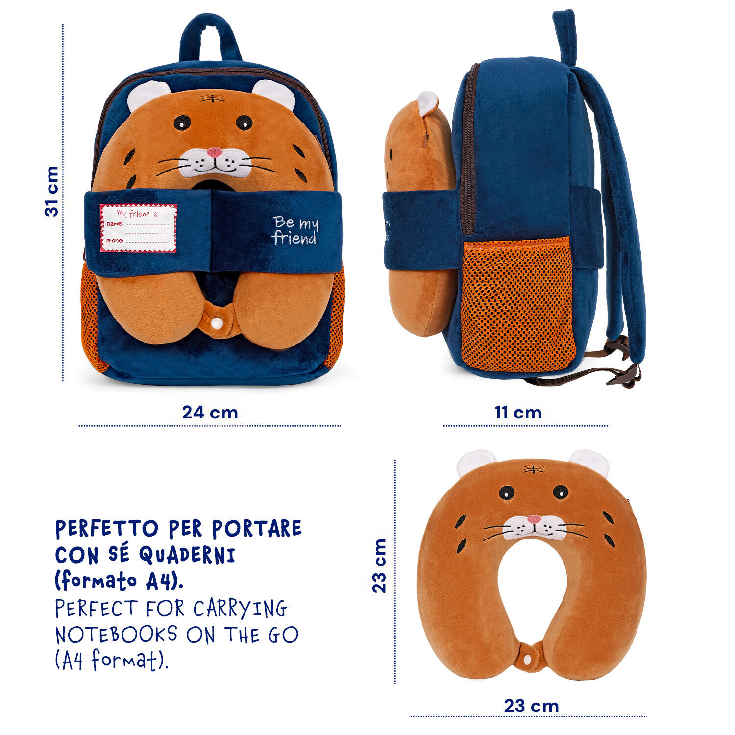 Zainetto con Cuscino da Viaggio Gatto 5/7