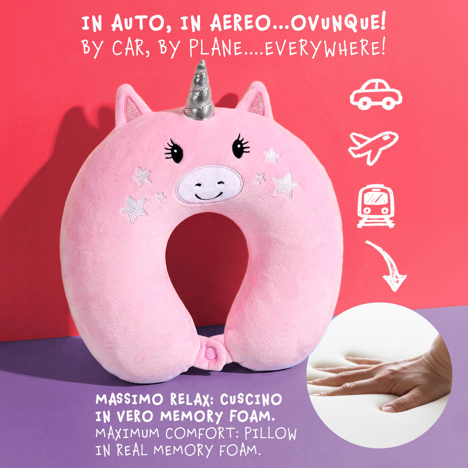 Zainetto con Cuscino da Viaggio Unicorno 4/7