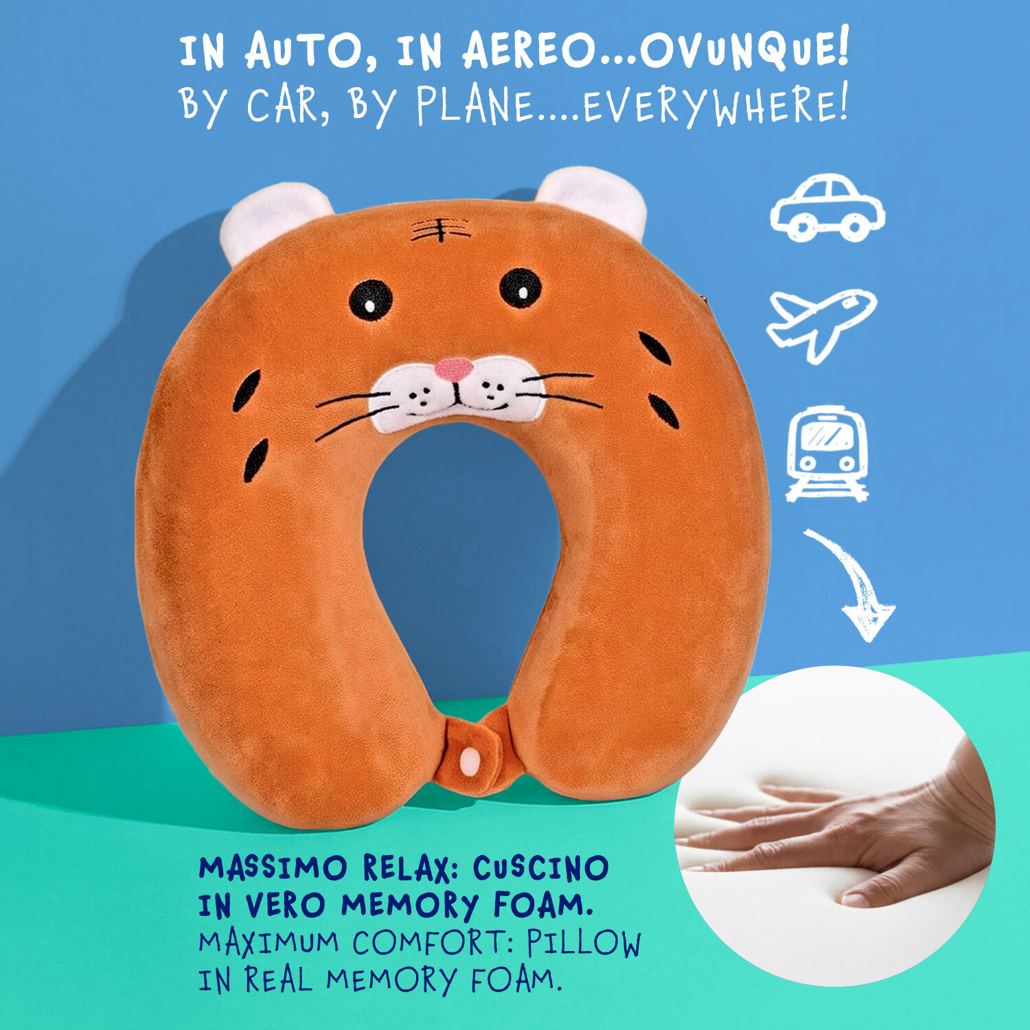 Zainetto con Cuscino da Viaggio Gatto 4/7