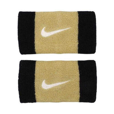 Swoosh dubbel breed polsbandje (set van 2) (wit/groen)
