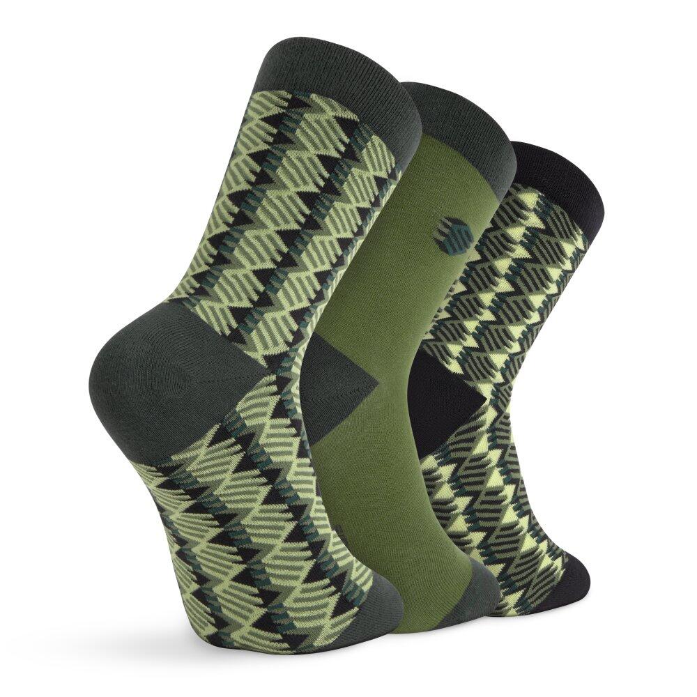 Herren und Damen Lifestyle Baumwollsocken 3er-Pack Monogram Green Grün 2/6