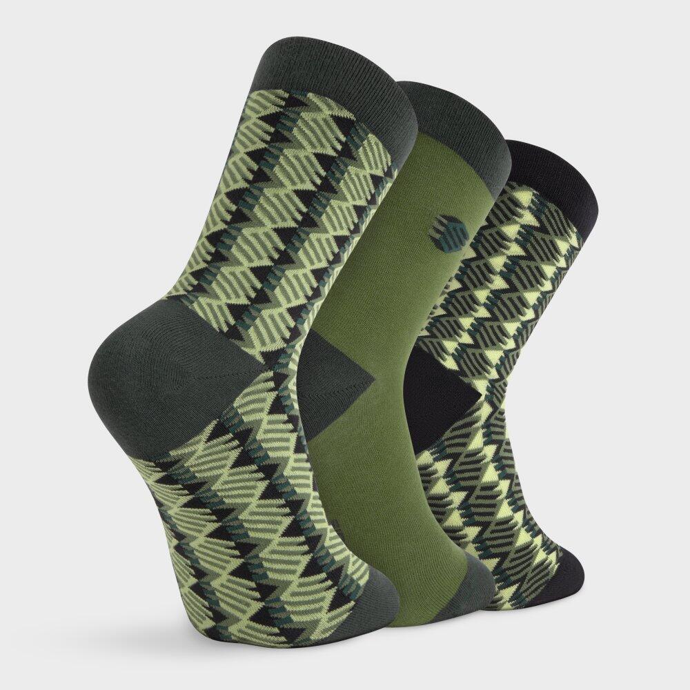 Herren und Damen Lifestyle Baumwollsocken 3er-Pack Monogram Green Grün 6/6