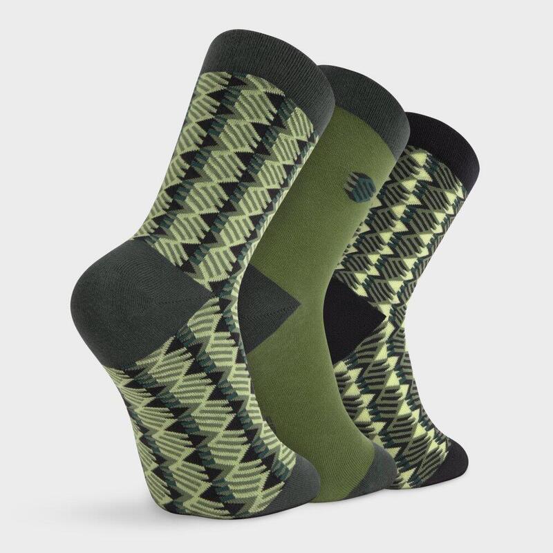 Șosete din bumbac, pachet de 3 Monogram Green Verde