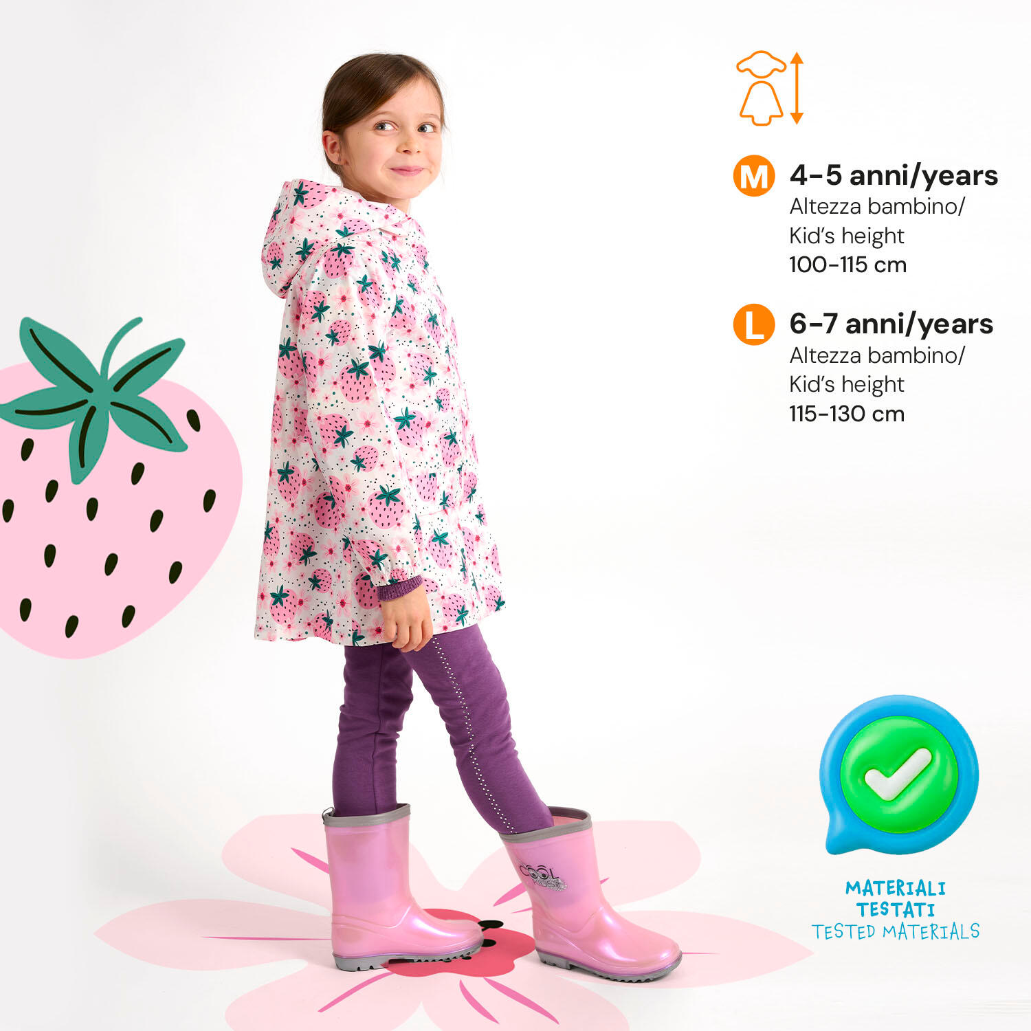 Trench Impermeabile Bambina Fragole 2/7