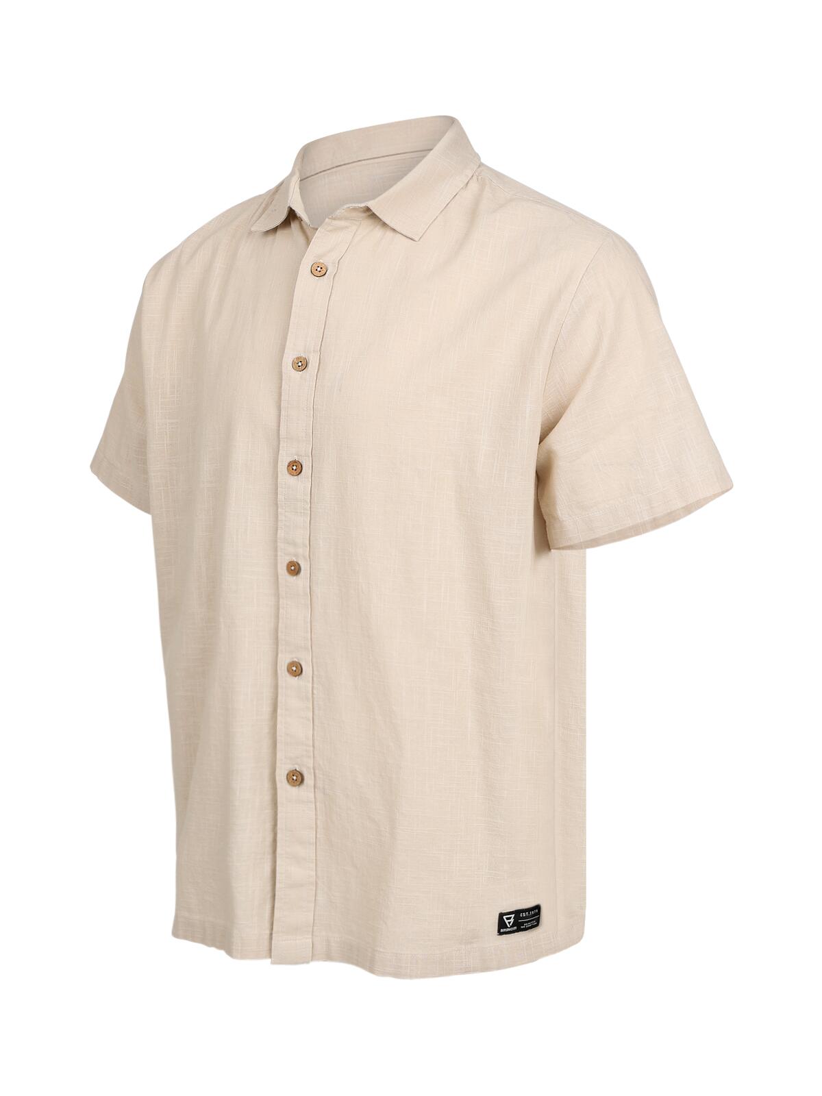 Sirrak Heren Shirt Mode Button Up Short-Sleeve Regular Fit Feather Grey 3/7