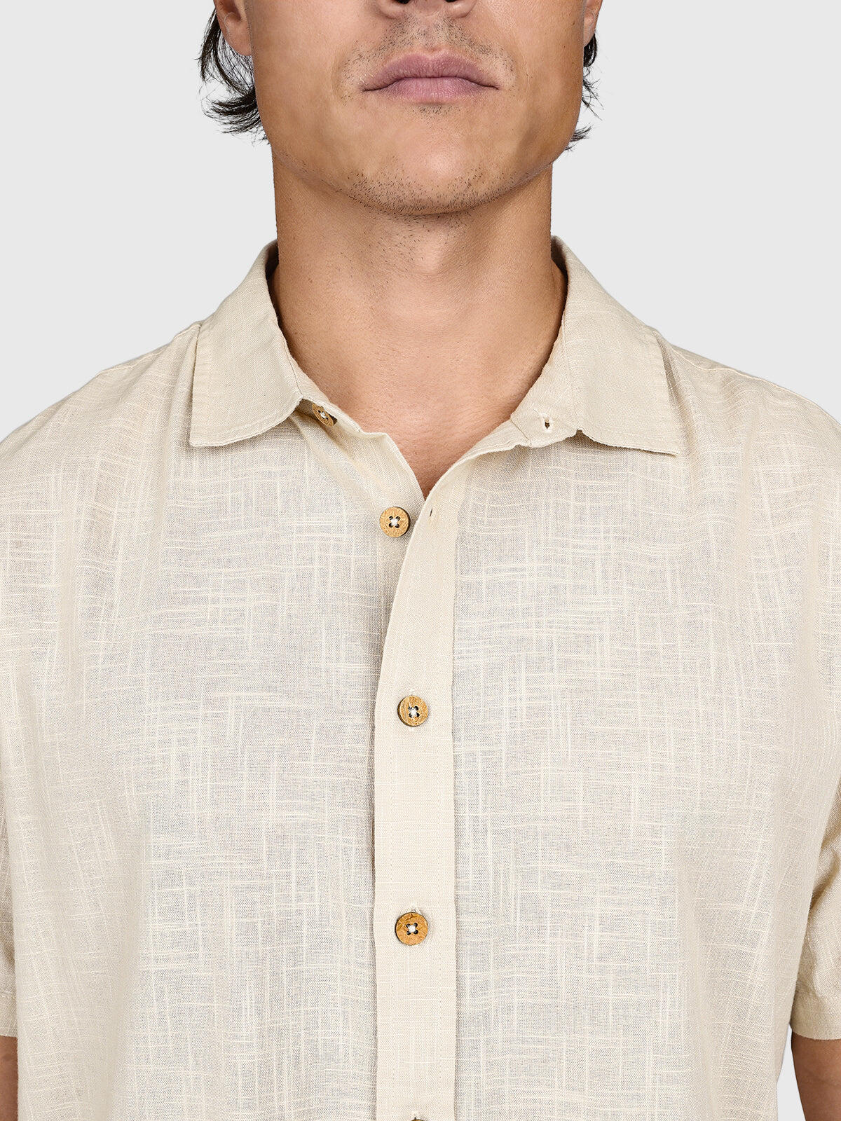 Sirrak Heren Shirt Mode Button Up Short-Sleeve Regular Fit Feather Grey 7/7
