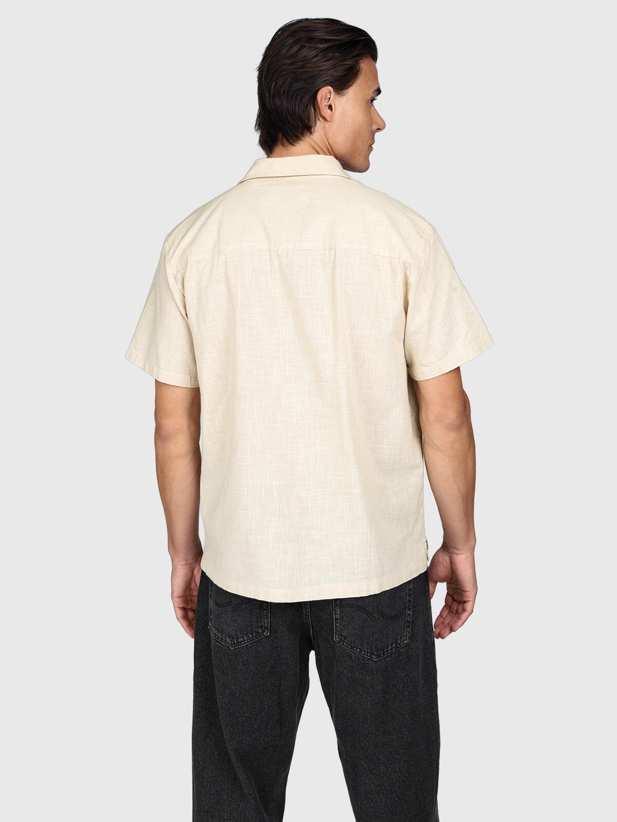 Sirrak Heren Shirt Mode Button Up Short-Sleeve Regular Fit Feather Grey 5/7
