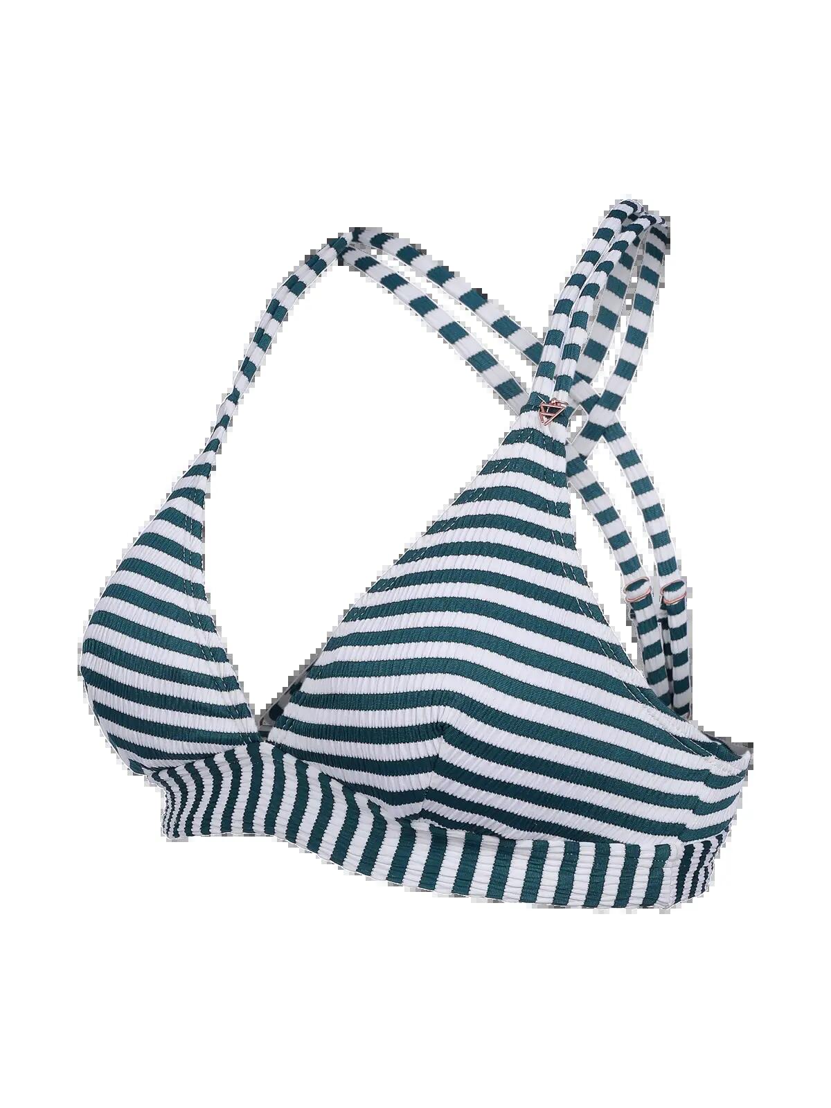 Delphinia-Stripe Dames Bikinitop Fixed Halter Top Uitneembare vulling Snow 3/6