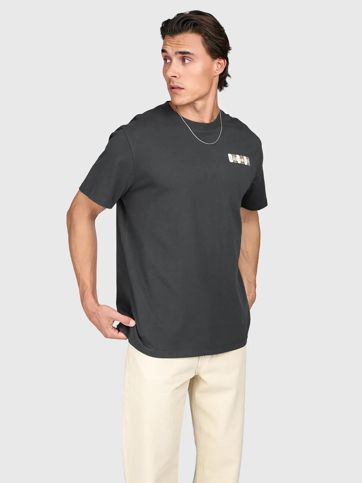 Pietros Heren T-Shirt Fashion Regular Fit Crewneck Pirate Black 5/6