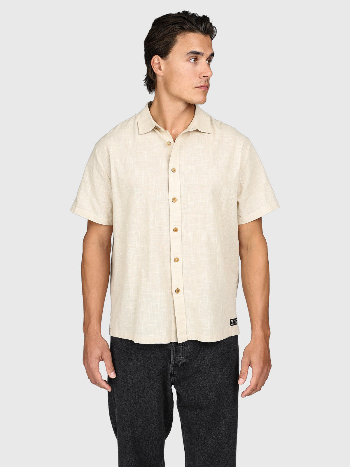 Sirrak Heren Shirt Mode Button Up Short-Sleeve Regular Fit Feather Grey 6/7
