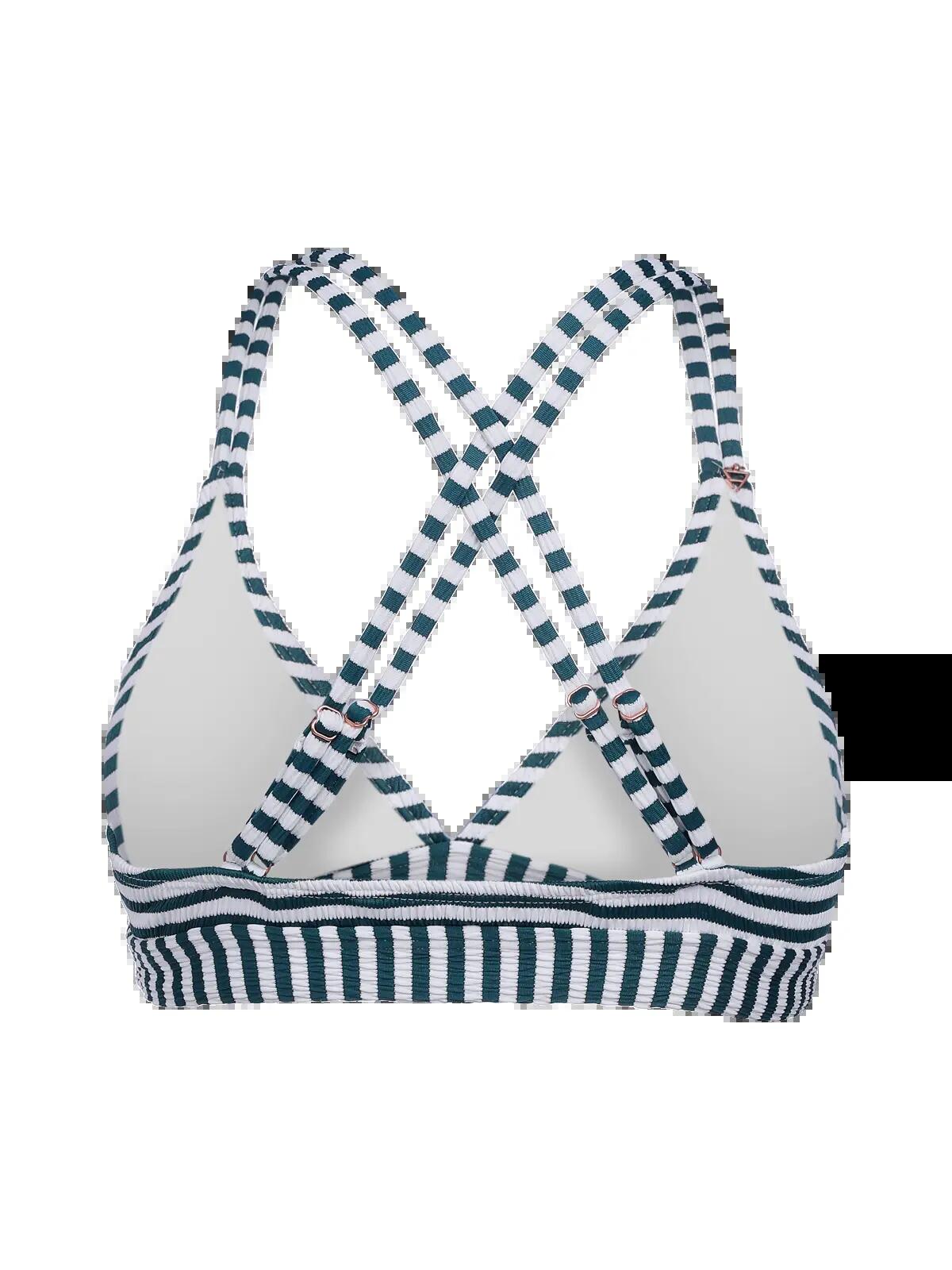 Delphinia-Stripe Dames Bikinitop Fixed Halter Top Uitneembare vulling Snow 2/6