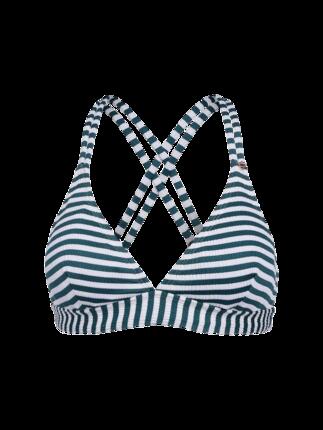 Delphinia-Stripe Damen Bikini-Oberteil Festes Neckholder-Top Snow