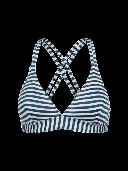 Delphinia-Stripe Damen Bikini-Oberteil Festes Neckholder-Top Snow