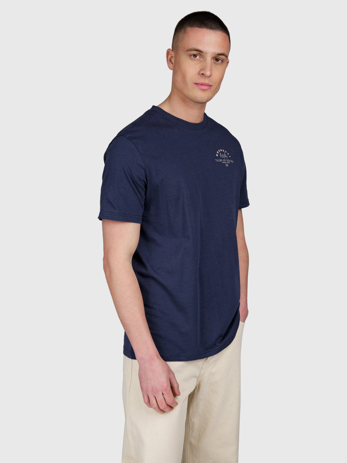 Janusai Heren T-Shirt Fashion Regular Fit Crewneck Indigo Blue 5/6
