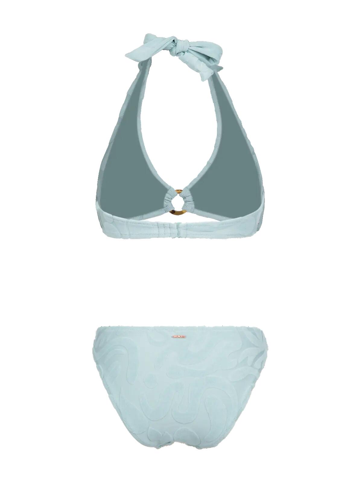 Hollymai-Jacquard Dames Bikini Set Watersport Halter Style Aqua Grey 2/7
