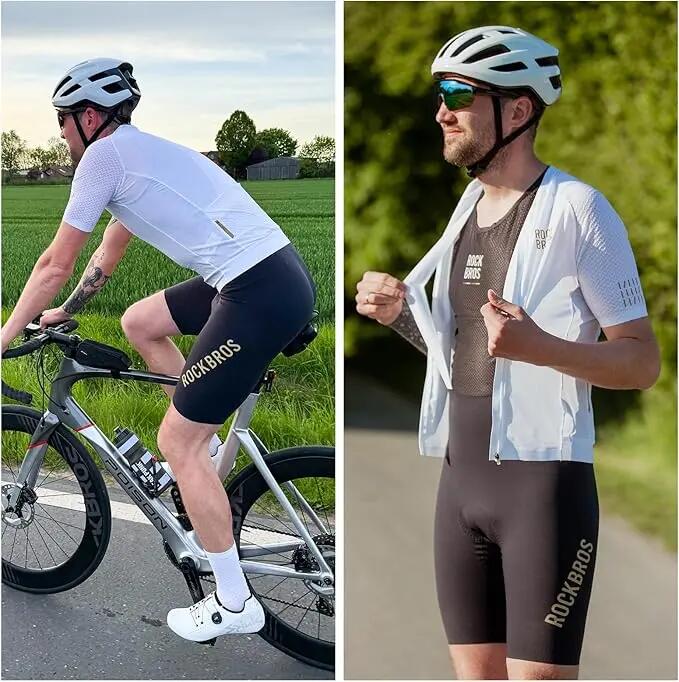 Pantaloni scurți ciclism ROCKBROS cu bretele, căptușeală Dolomiti, mărime L 2/5