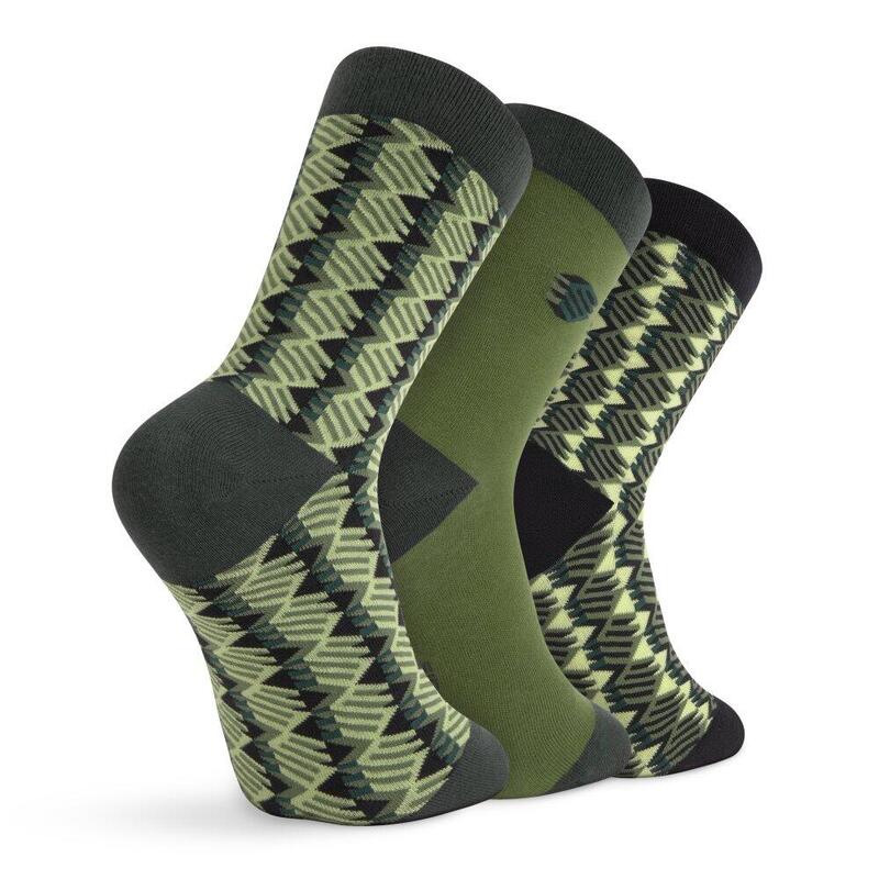 Șosete din bumbac, pachet de 3 Monogram Green Verde