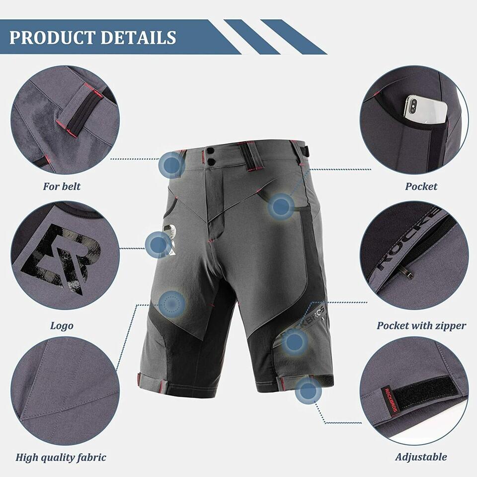 ROCKBROS Mountainbike Shorts Herren Leicht Schnelltrocknend Sport 5/7