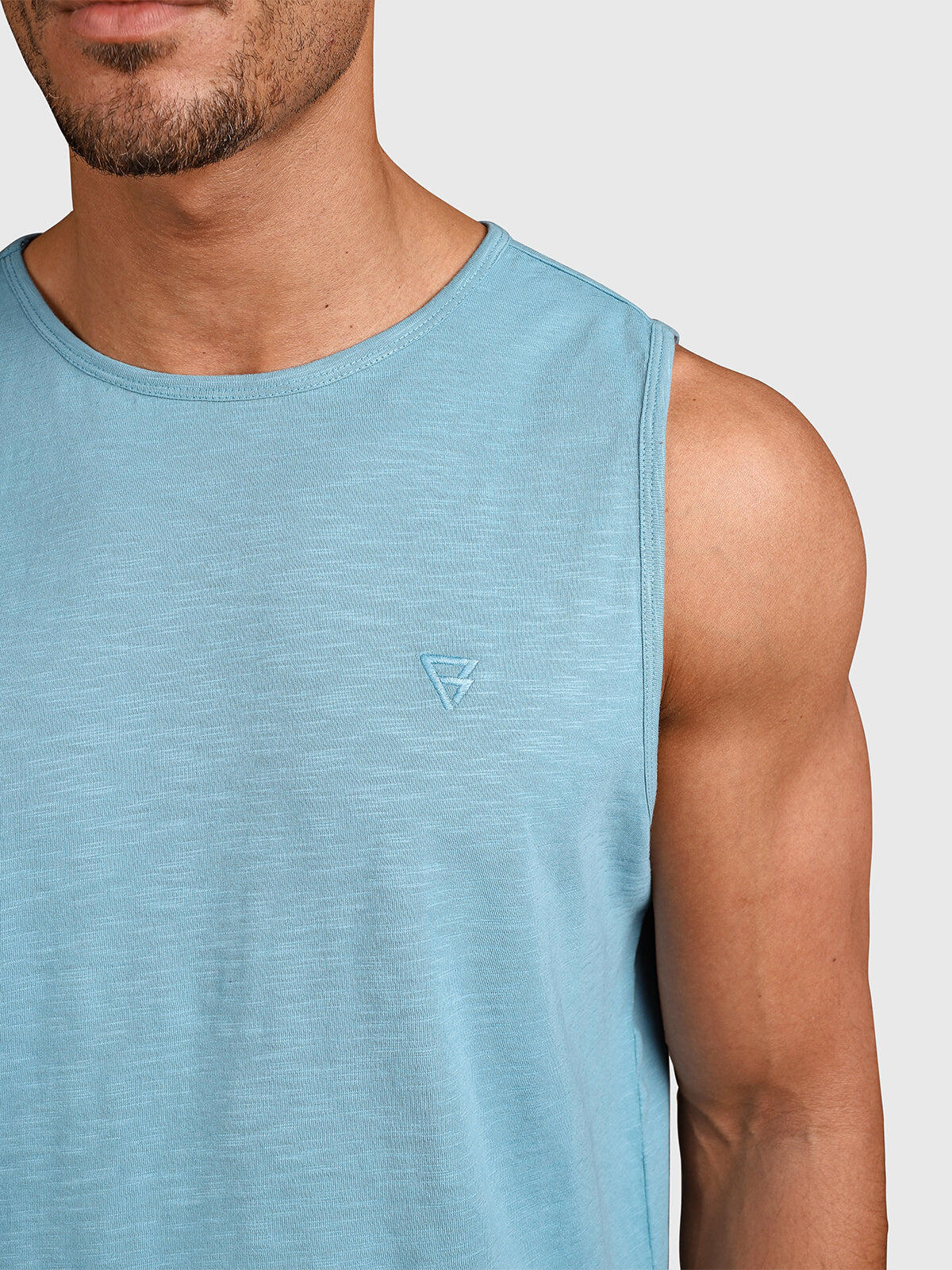 Malaku-Slub Heren Singlet Mode Ademend Regular Fit Adriatic Blue 7/7