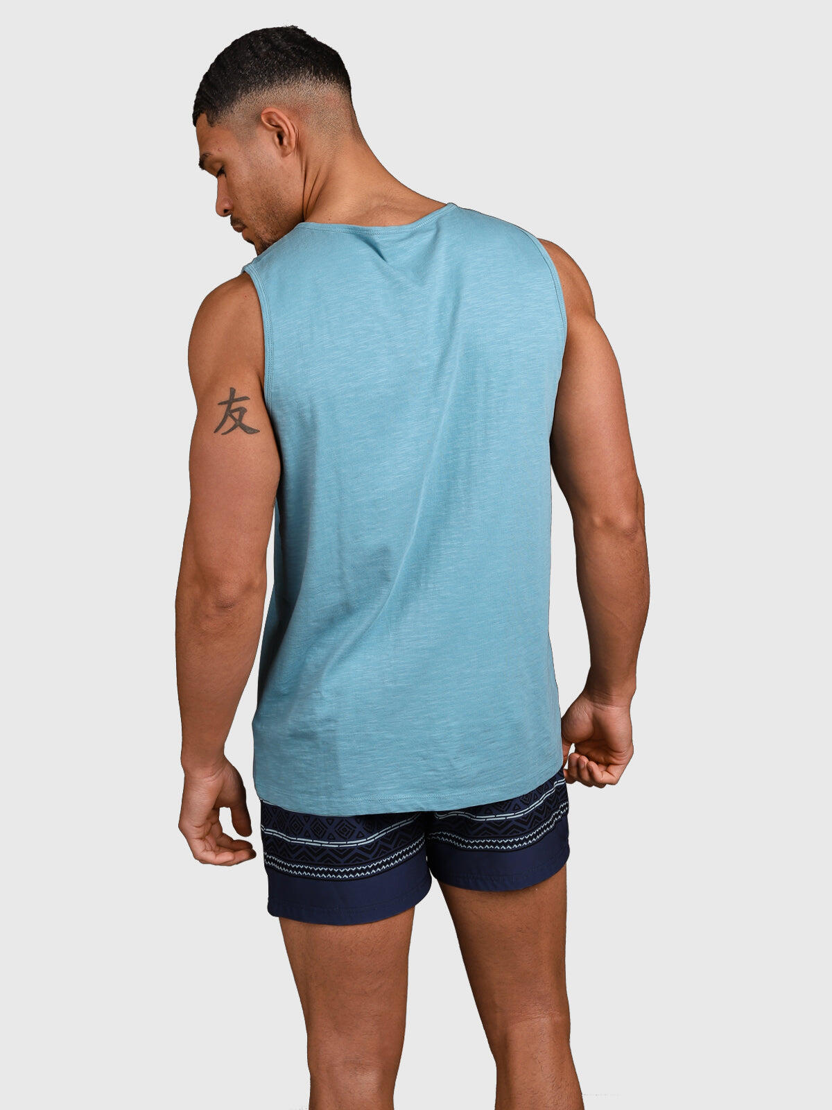 Malaku-Slub Heren Singlet Mode Ademend Regular Fit Adriatic Blue 5/7