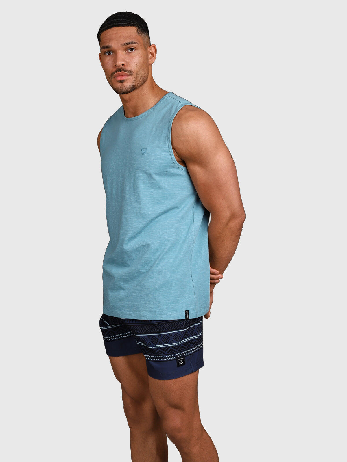 Malaku-Slub Heren Singlet Mode Ademend Regular Fit Adriatic Blue 6/7
