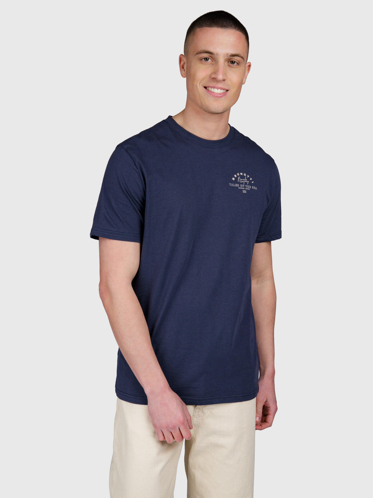 Janusai Heren T-Shirt Fashion Regular Fit Crewneck Indigo Blue 4/6