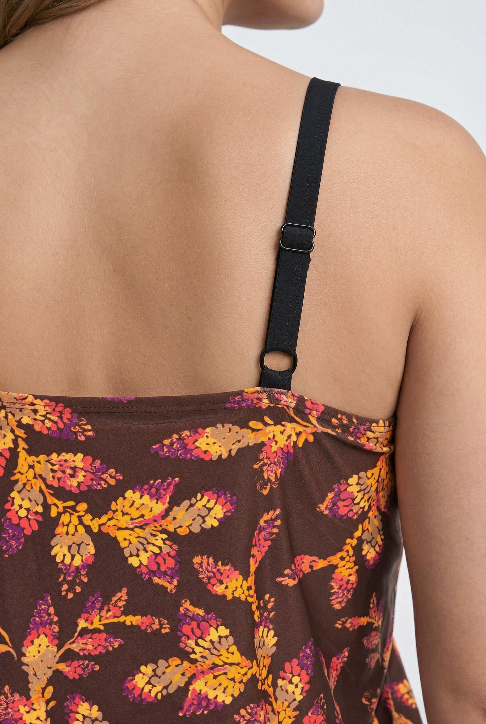 Femme Tankini motif feuilles bonnets souples et bretelles réglables 3/7