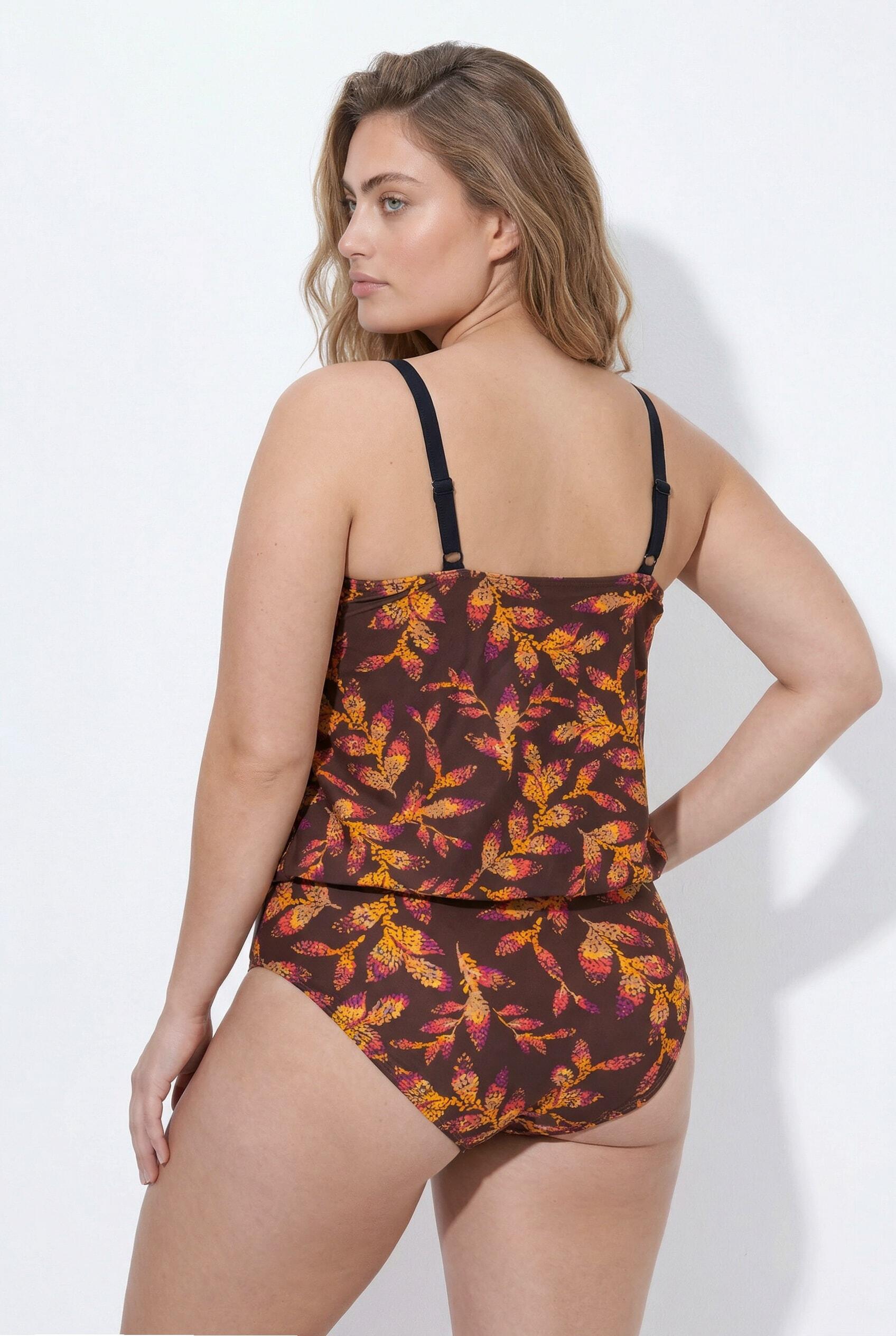 Femme Tankini motif feuilles bonnets souples et bretelles réglables 2/7