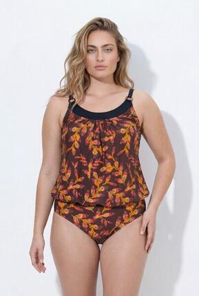 Femme Tankini motif feuilles bonnets souples et bretelles réglables