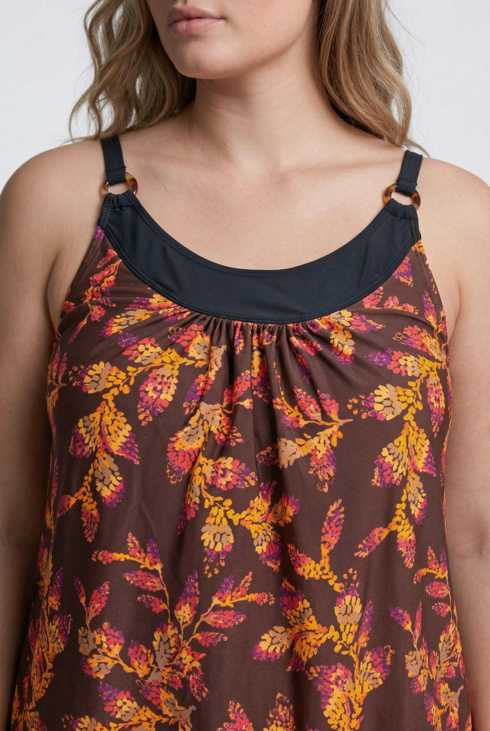 Femme Tankini motif feuilles bonnets souples et bretelles réglables 7/7