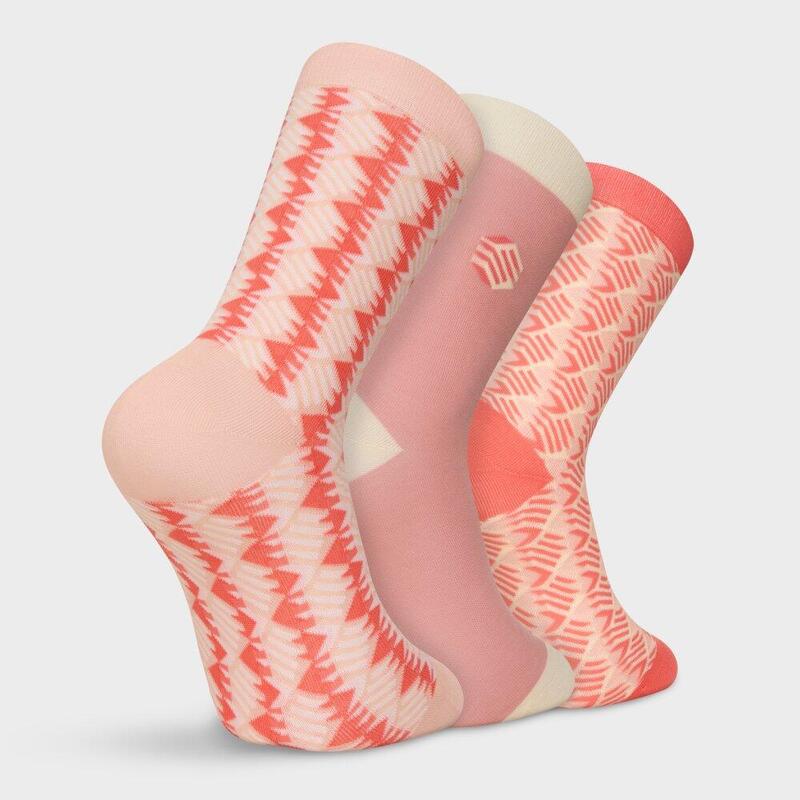 Șosete din bumbac, pachet de 3 Monogram Pink Roz