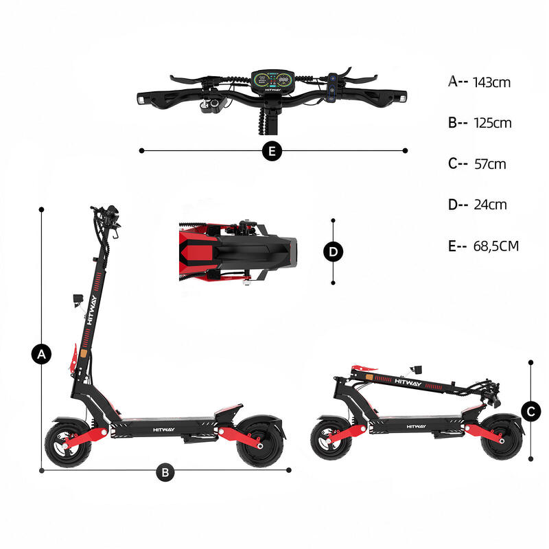 Trotinetă Electrică Pliabilă H10, 998Wh, Autonomie 90 km, Anvelope 10"