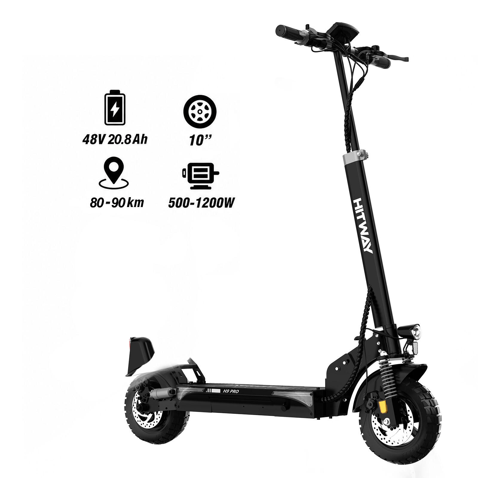 Electric Scooter, 20.8Ah Battery, Up to 90km Range, Full Suspension, H9 Pro 6/7