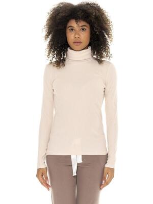 Leone 1947 chic tones dames t-shirt met lange mouwen en ribboord