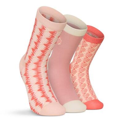 Heren en dames lifestyle katoenen sokken 3-pack monogram pink roze