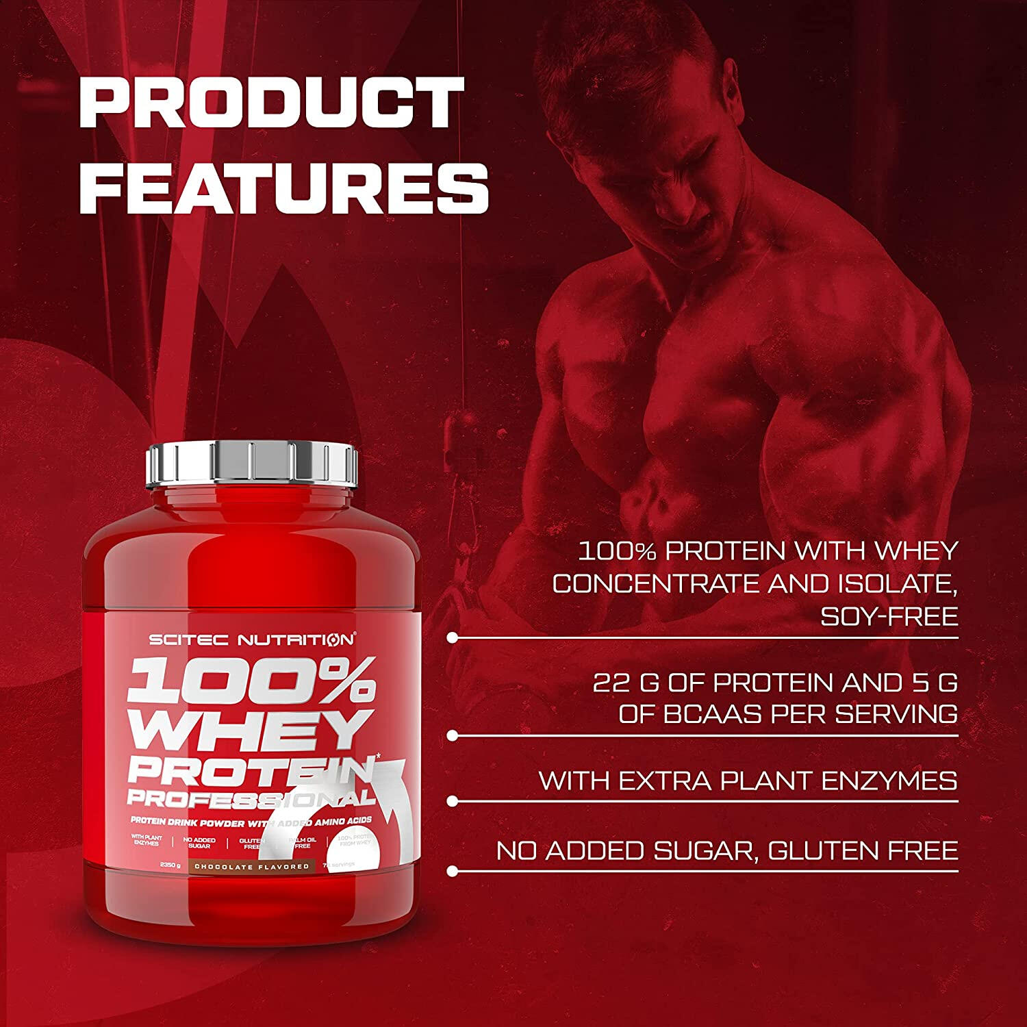 100% Whey Protein Professional - 2350g Vanille avec des fruits de forêt de Scit 2/6