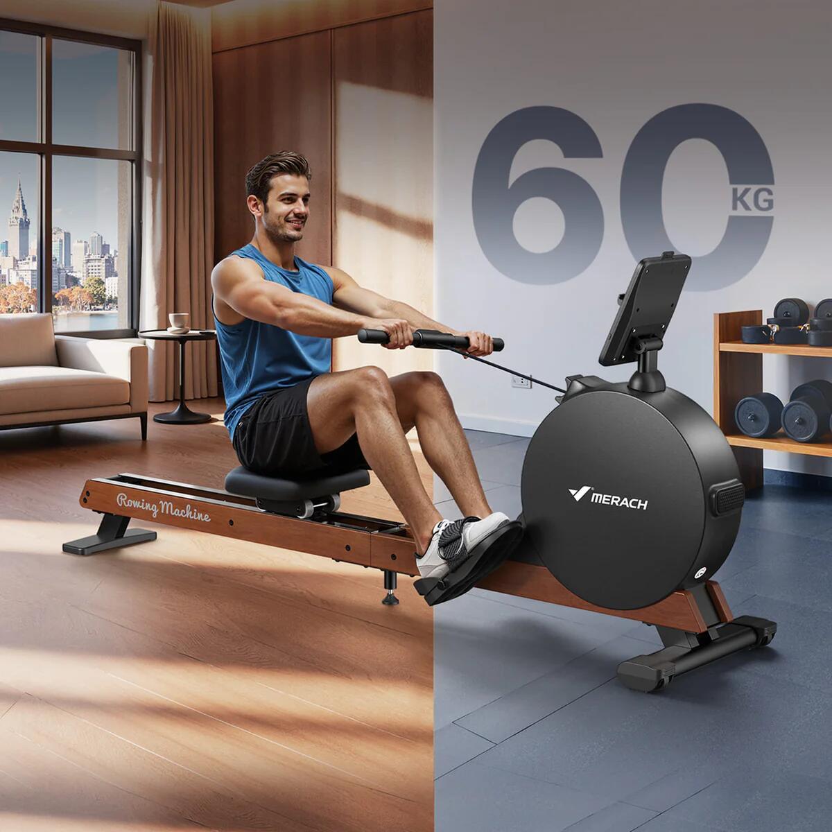 Samonapájecí magnetický veslovací trenažér R21, odpor 60 kg 3/7