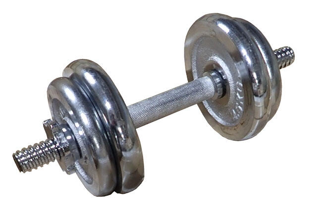 ACRA Nakládací činka jednoruční chromovaná 10 kg, kotouče 25 mm