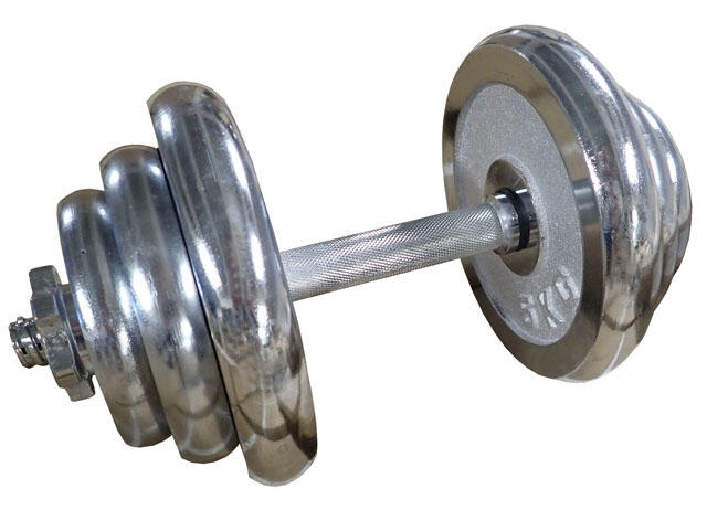 ACRA Nakládací činka jednoruční chromovaná 20 kg, kotouče 25 mm