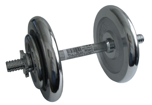 ACRA Nakládací činka jednoruční chromová 14 kg, kotouče 25 mm