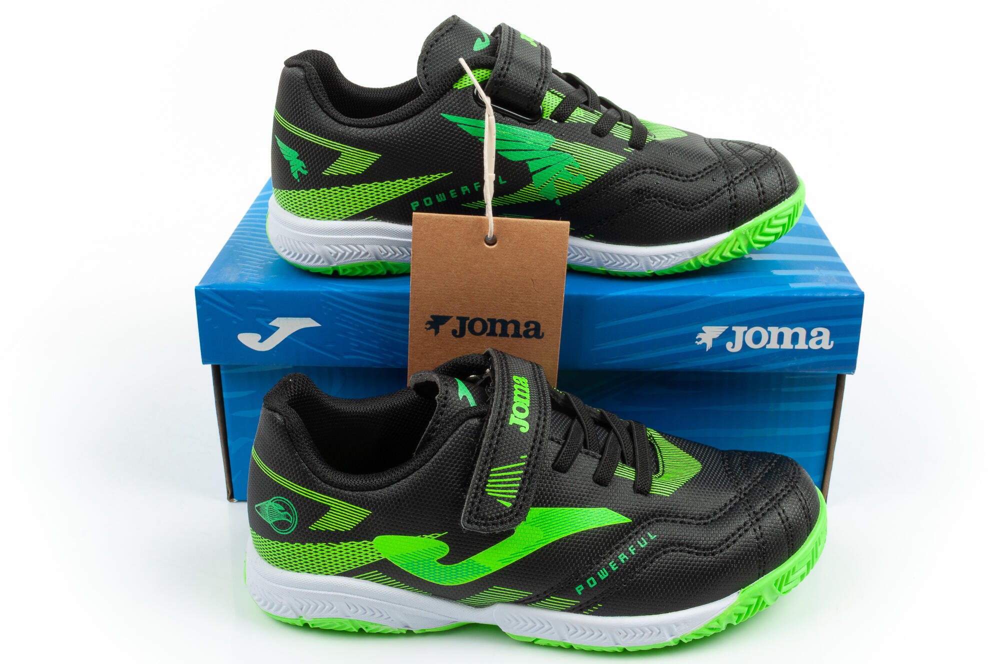 Zapatillas fútbol sala niño Joma Powerful JR negras indoor con velcro 7/7