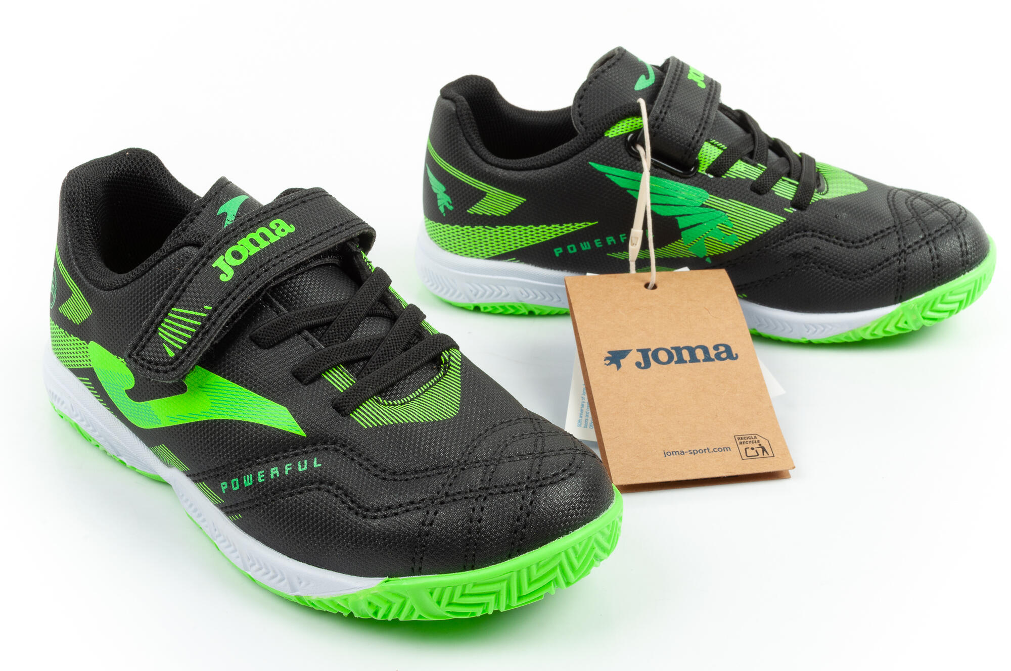 Zapatillas fútbol sala niño Joma Powerful JR negras indoor con velcro 6/7