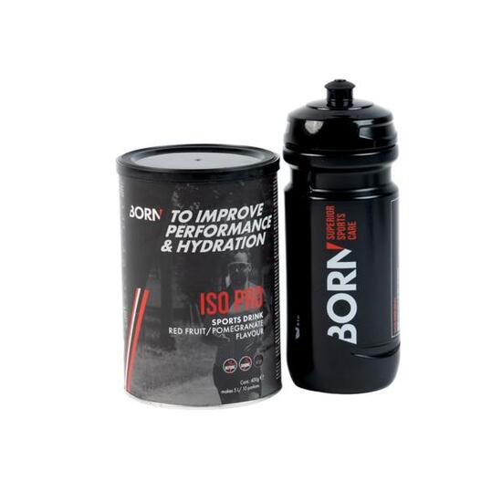 Boisson énergétique Iso Pro Fruits Rouges/Grenade 400g + Bouteille d'eau offerte