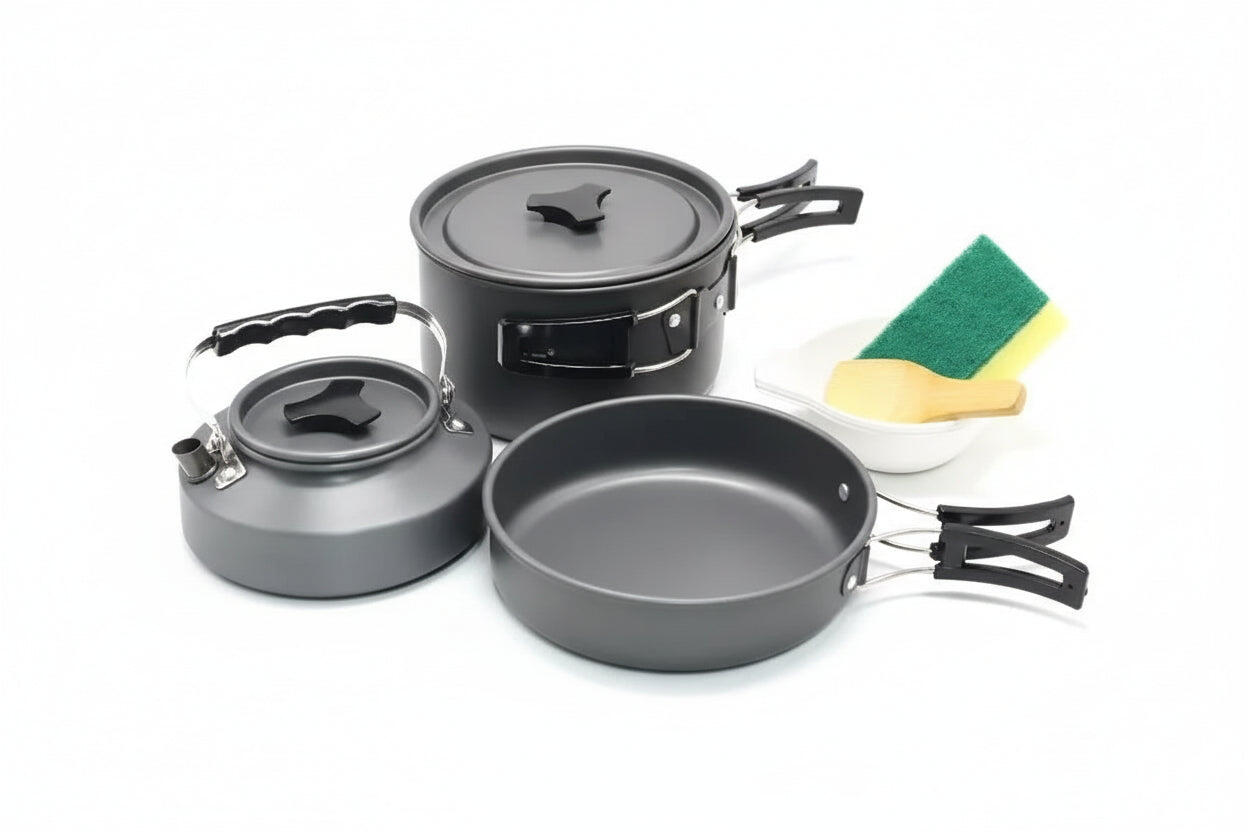 Camping Cookware Set Portable Pot Kettle Pan Outdoor Kit