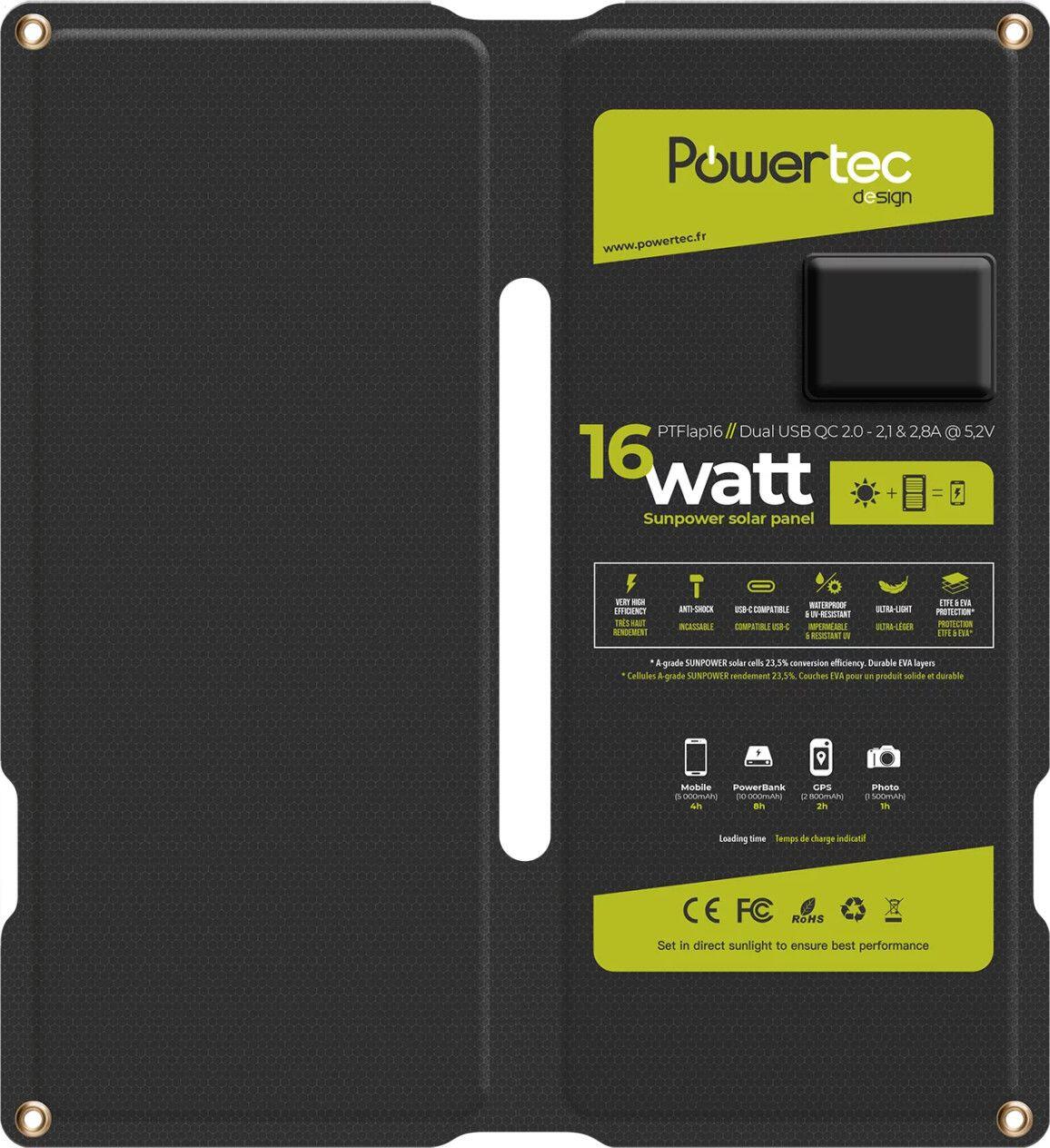 Chargeur solaire Dual USB 16W - 2100 + 2500 mA @5V - 440g étanche et incassable 2/7