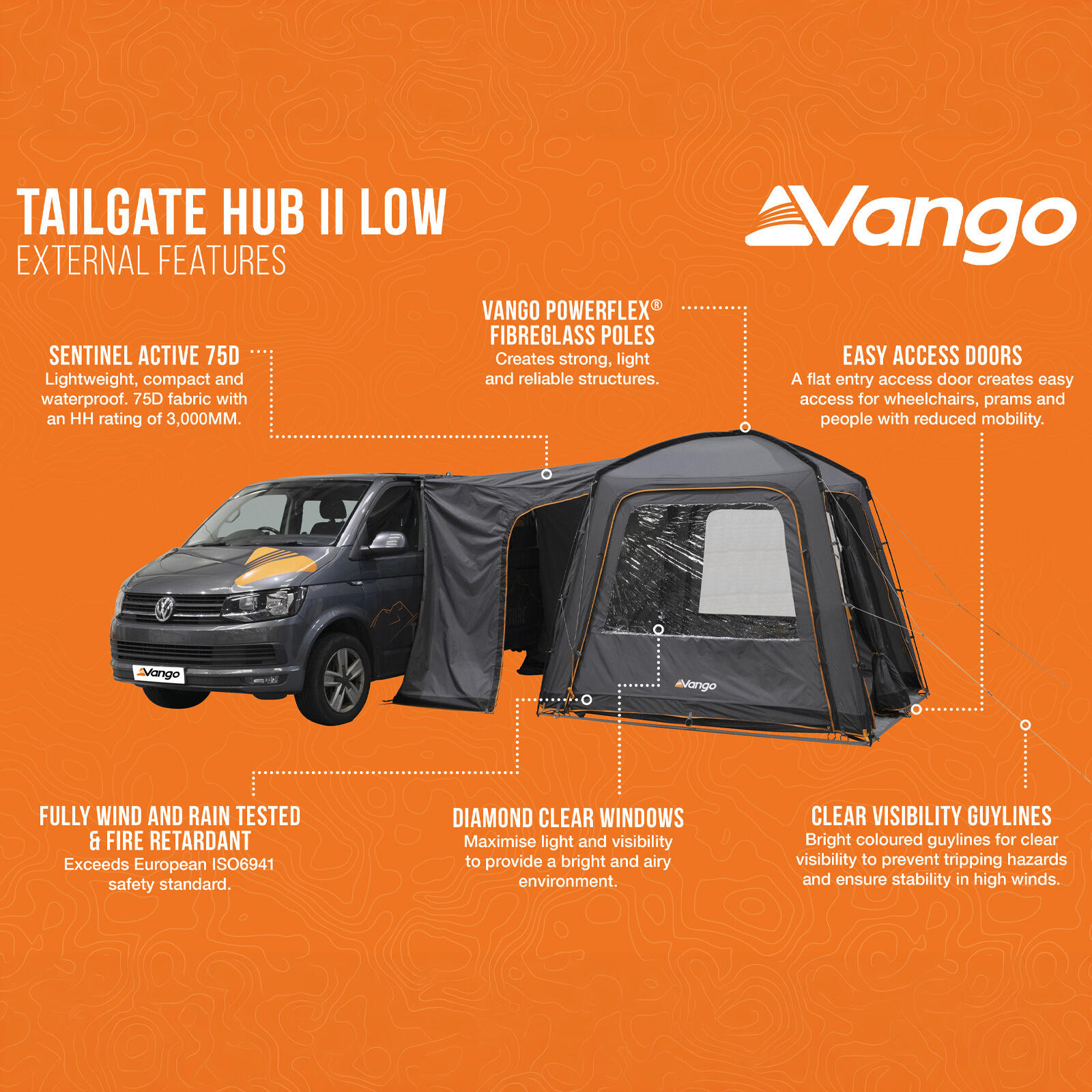 Auvent de bus, tente arrière, hayon, AirHub II, camping-car gonflable bas 3/7