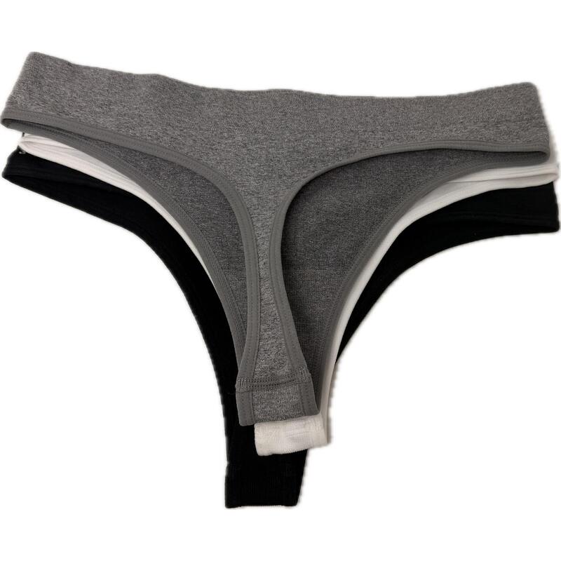 US-001 String - Tanga (L) Set de 3 piese Negru, Gri, Bej.